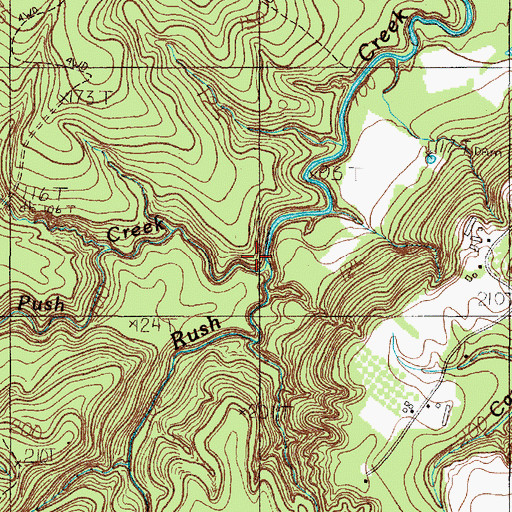 Topographic Map of Push Creek, TX