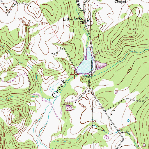 Topographic Map of Putney Branch, TX