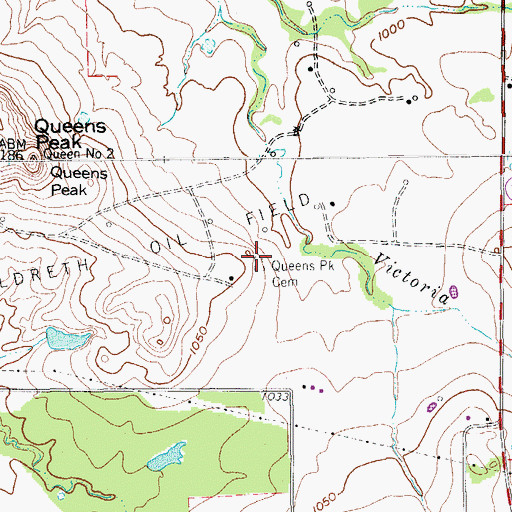Topographic Map of Queens Park Cemetery, TX