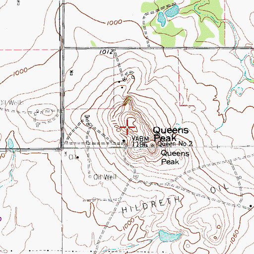 Topographic Map of Queens Peak, TX
