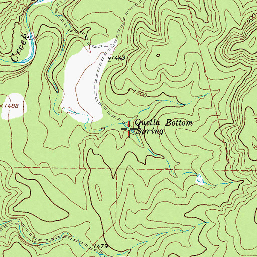 Topographic Map of Quella Bottom Spring, TX