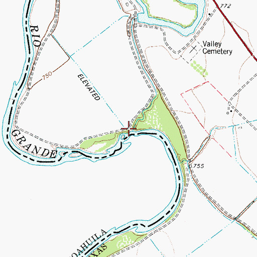 Topographic Map of Quemado Creek, TX