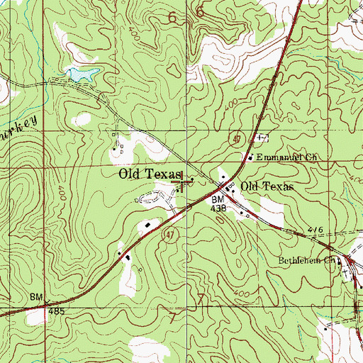 Topographic Map of Old Texas, AL