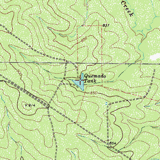Topographic Map of Quemado Tank, TX
