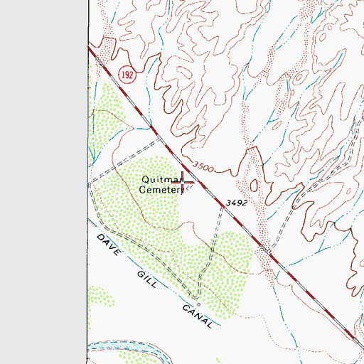 Topographic Map of Quitman Cemetery, TX