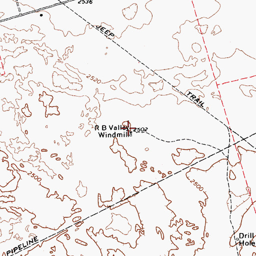 Topographic Map of R B Valley Windmill, TX