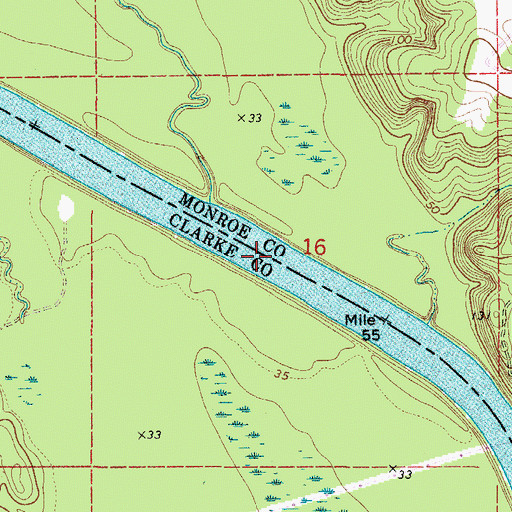 Topographic Map of Olivers Ferry (historical), AL
