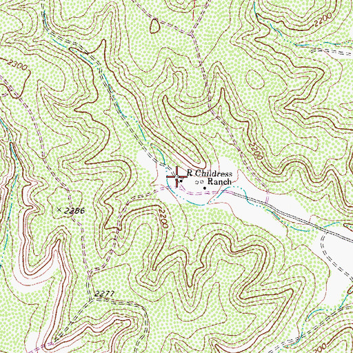 Topographic Map of R Childress Ranch, TX