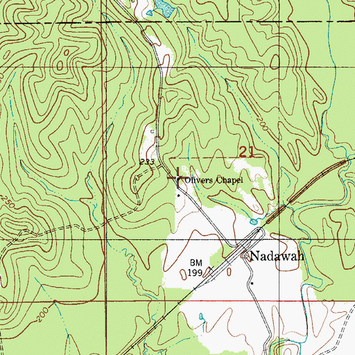 Topographic Map of Olivers Chapel, AL