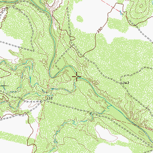 Topographic Map of Raccoon Creek, TX