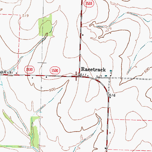 Topographic Map of Racetrack, TX