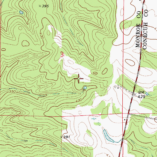 Topographic Map of Greys Store (historical), AL