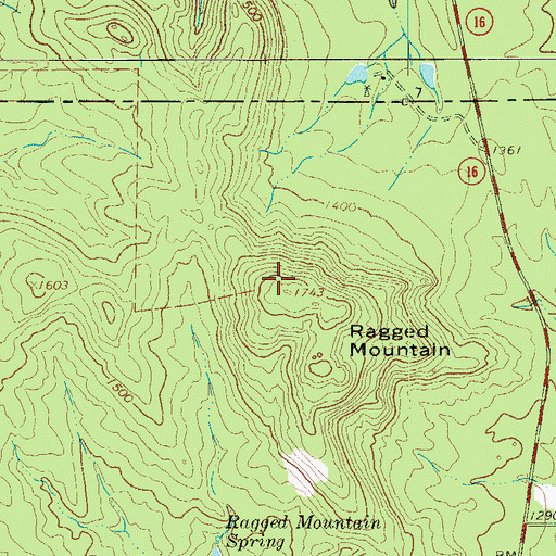 Topographic Map of Ragged Mountain, TX