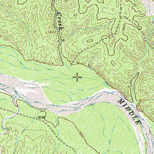 Topographic Map of Raggedy Creek, TX