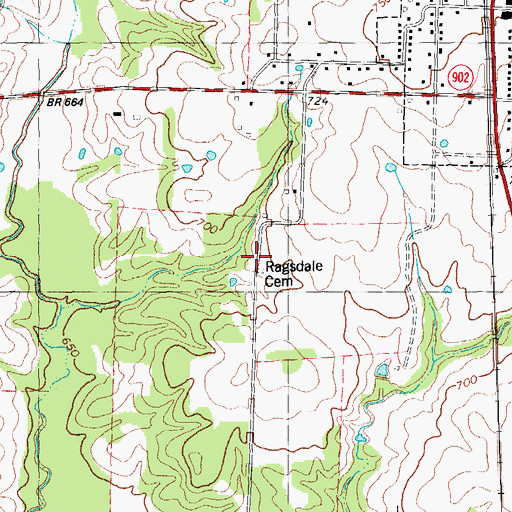 Topographic Map of Ragsdale Cemetery, TX