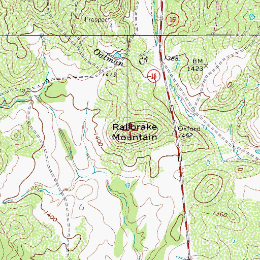 Topographic Map of Railbrake Mountain, TX