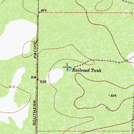 Topographic Map of Railroad Tank, TX