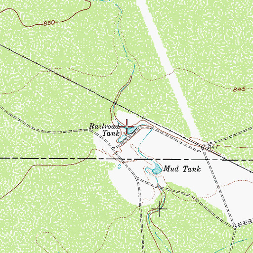 Topographic Map of Railroad Tank, TX