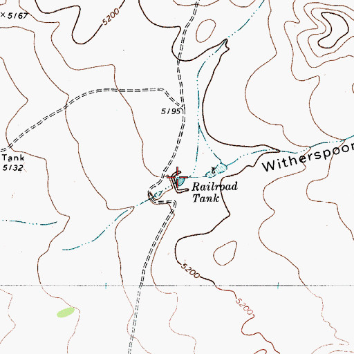 Topographic Map of Railroad Tank, TX