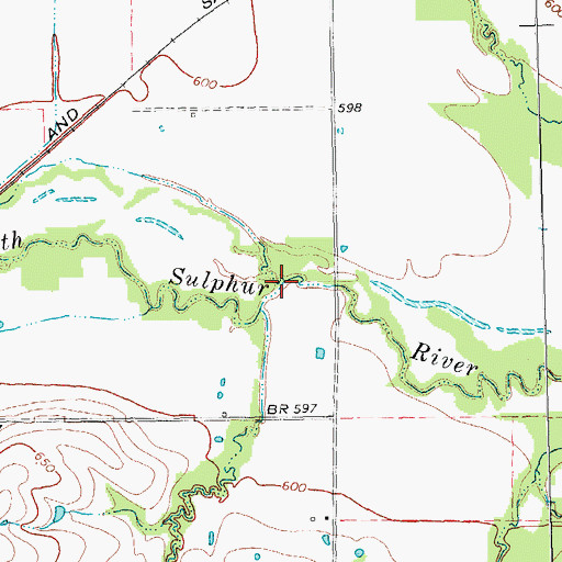 Topographic Map of Rainbow Creek, TX
