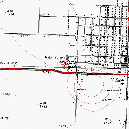 Topographic Map of Ralph Bunche School, TX