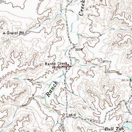 Topographic Map of Ranch Creek Windmill, TX