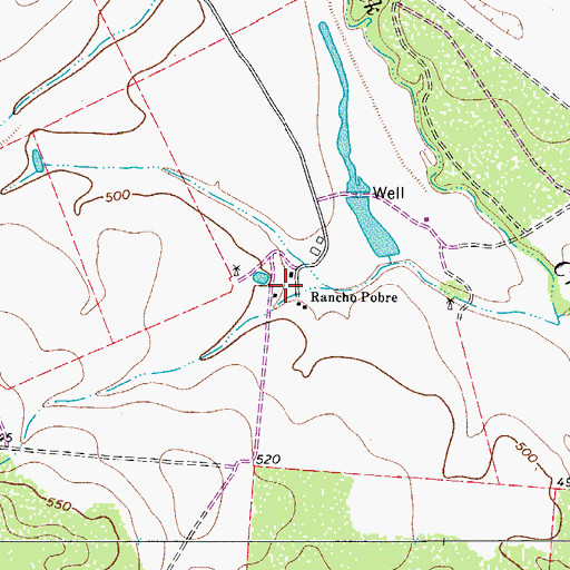 Topographic Map of Rancho Pobre, TX