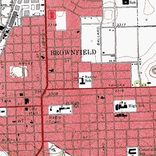 Topographic Map of Randal School, TX