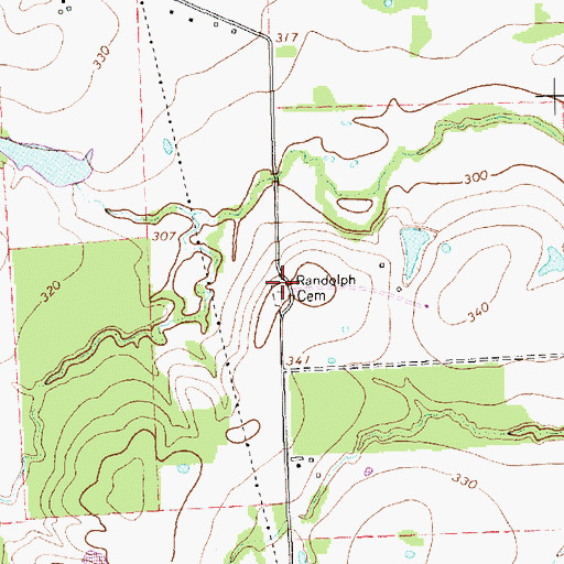 Topographic Map of Randolph Cemetery, TX