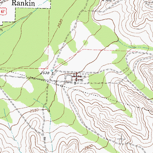 Topographic Map of Rankin Cemetery, TX
