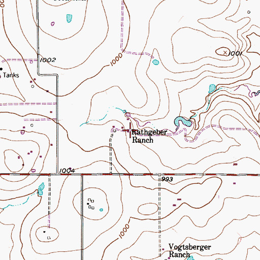 Topographic Map of Rathgeber Ranch, TX