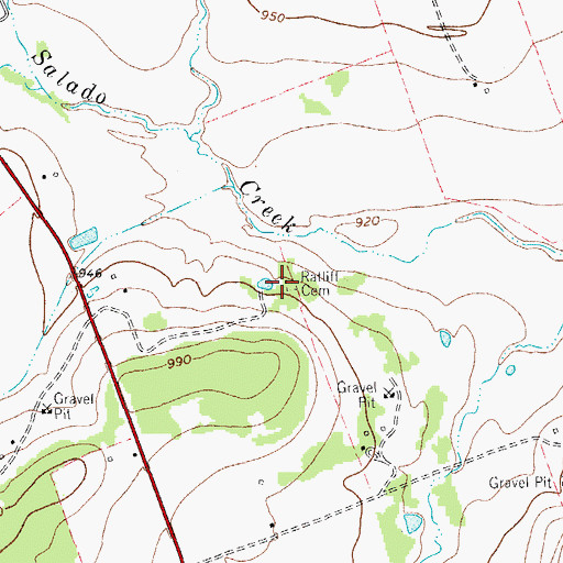 Topographic Map of Ratliff Cemetery, TX
