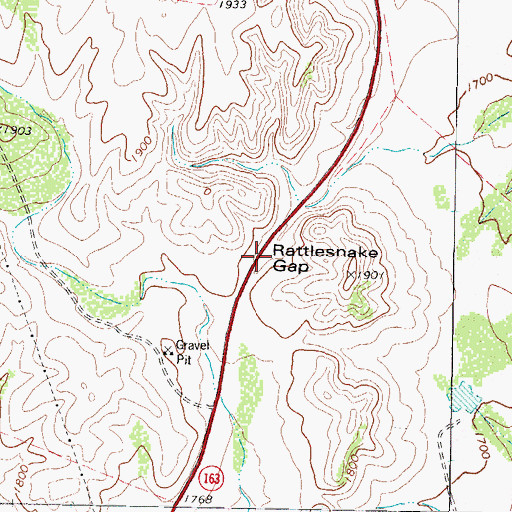 Topographic Map of Rattlesnake Gap, TX