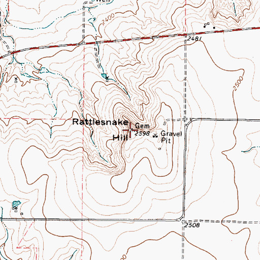 Topographic Map of Rattlesnake Hill, TX
