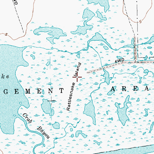 Topographic Map of Rattlesnake Island, TX