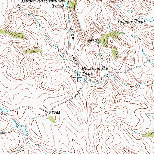 Topographic Map of Rattlesnake Tank, TX