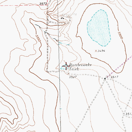 Topographic Map of Rattlesnake Tank, TX