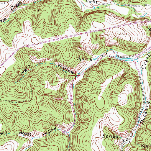 Topographic Map of Raven Roost Hollow, TX