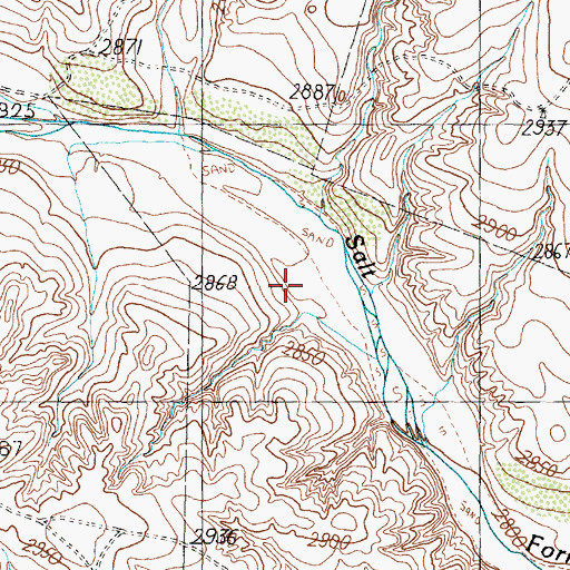 Topographic Map of Rawhide Creek, TX