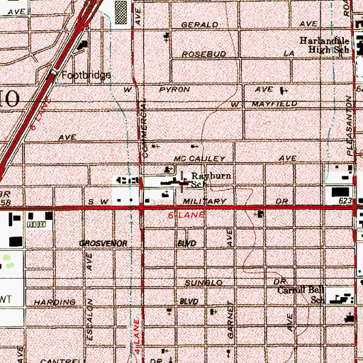 Topographic Map of Rayburn School, TX