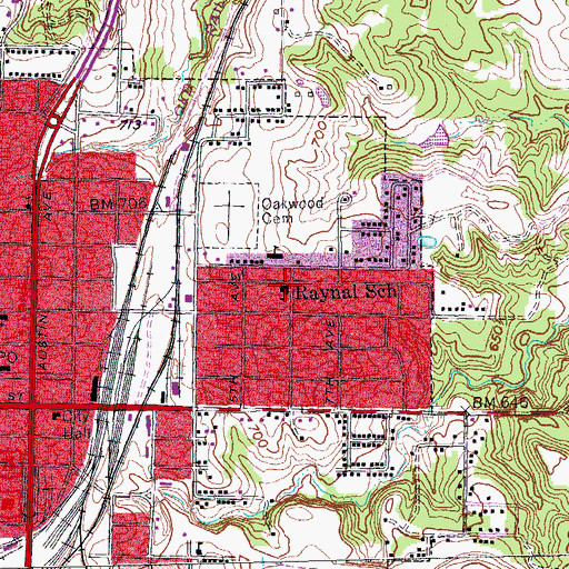 Topographic Map of Raynal School, TX