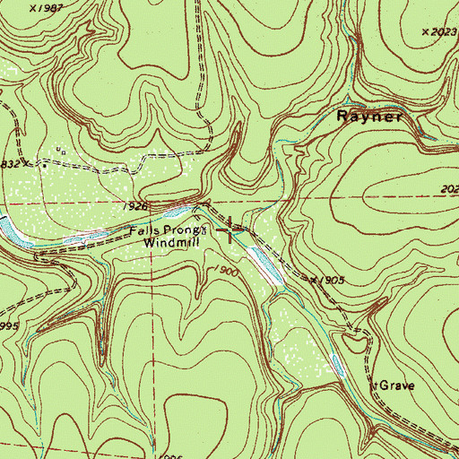 Topographic Map of Rayner Hollow, TX