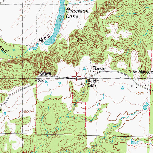 Topographic Map of Razor, TX