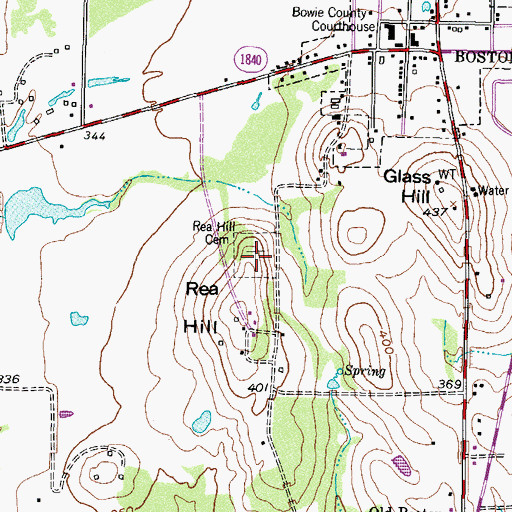 Topographic Map of Rea Hill Cemetery, TX