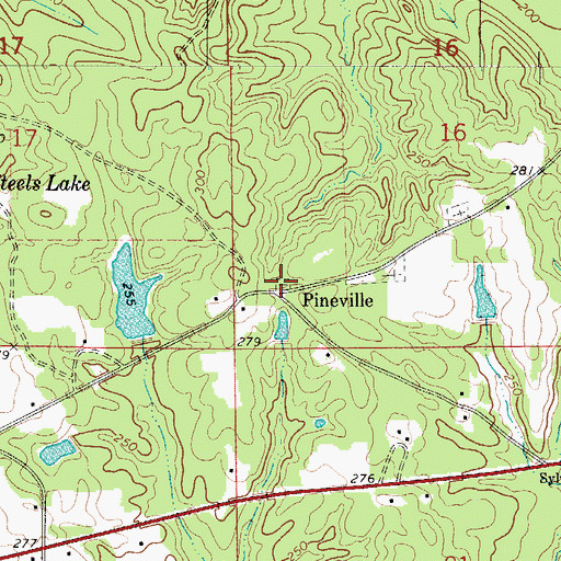 Topographic Map of Pineville Cemetery, AL