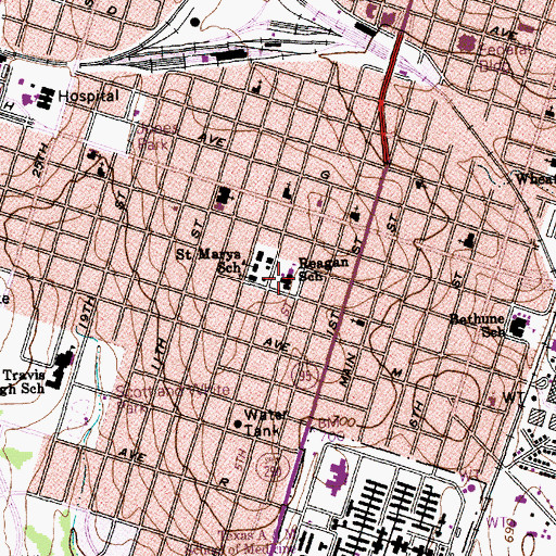 Topographic Map of Reagan School, TX