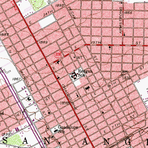 Topographic Map of Reagan School, TX