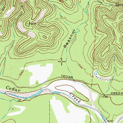 Topographic Map of Reasnor Hollow, TX