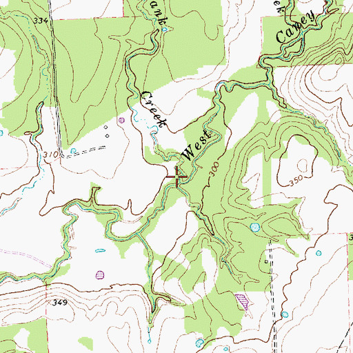 Topographic Map of Red Bank Creek, TX
