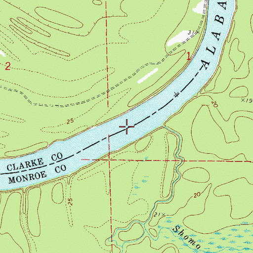 Topographic Map of Potts Bar, AL